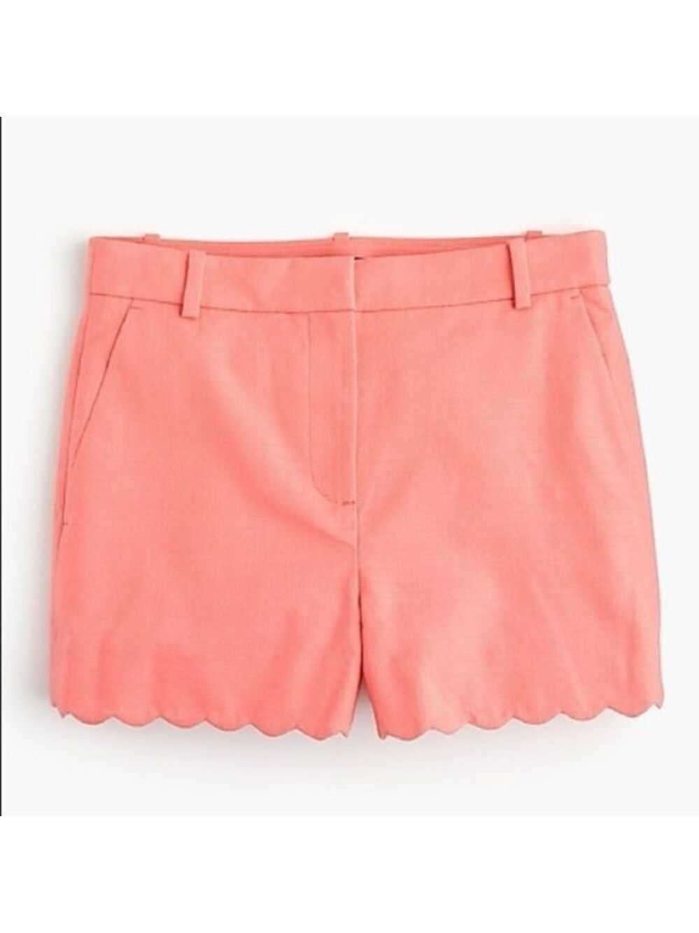 J Crew Scalloped Hem Coral Pink Linen High Rise Size 0